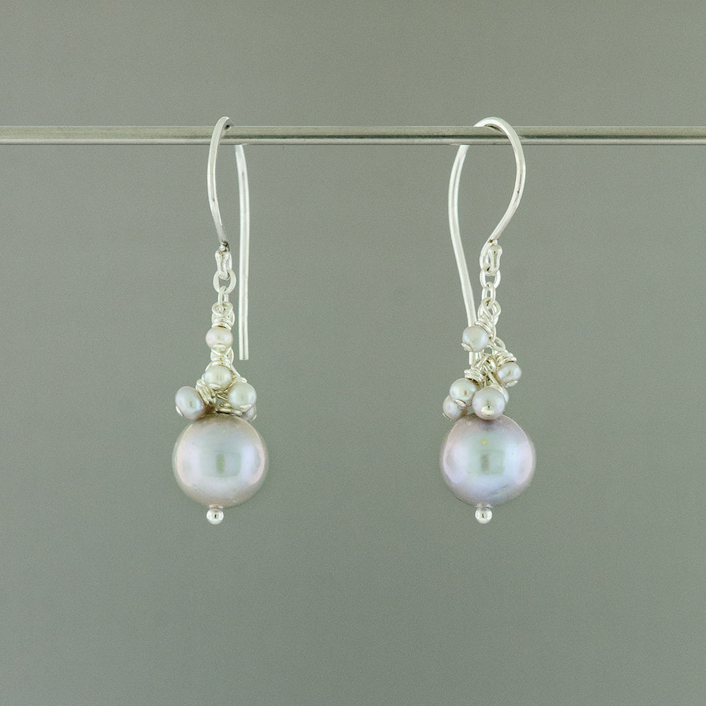 Light Grey Pearl Drop Earrings