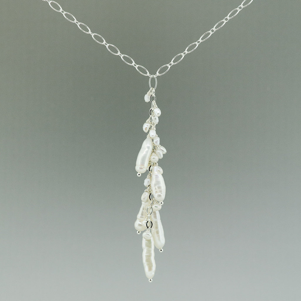 White Pearl, Baroque Linear Necklace