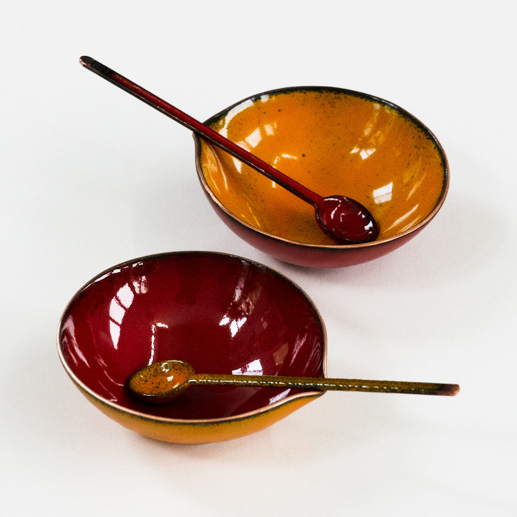 Petal Bitty Bowl, copper enamelware