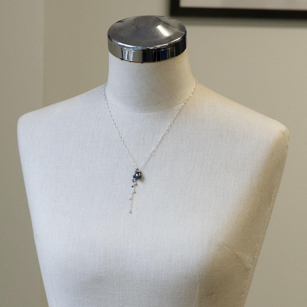 Grey Pearl, Petite Cascading Necklace