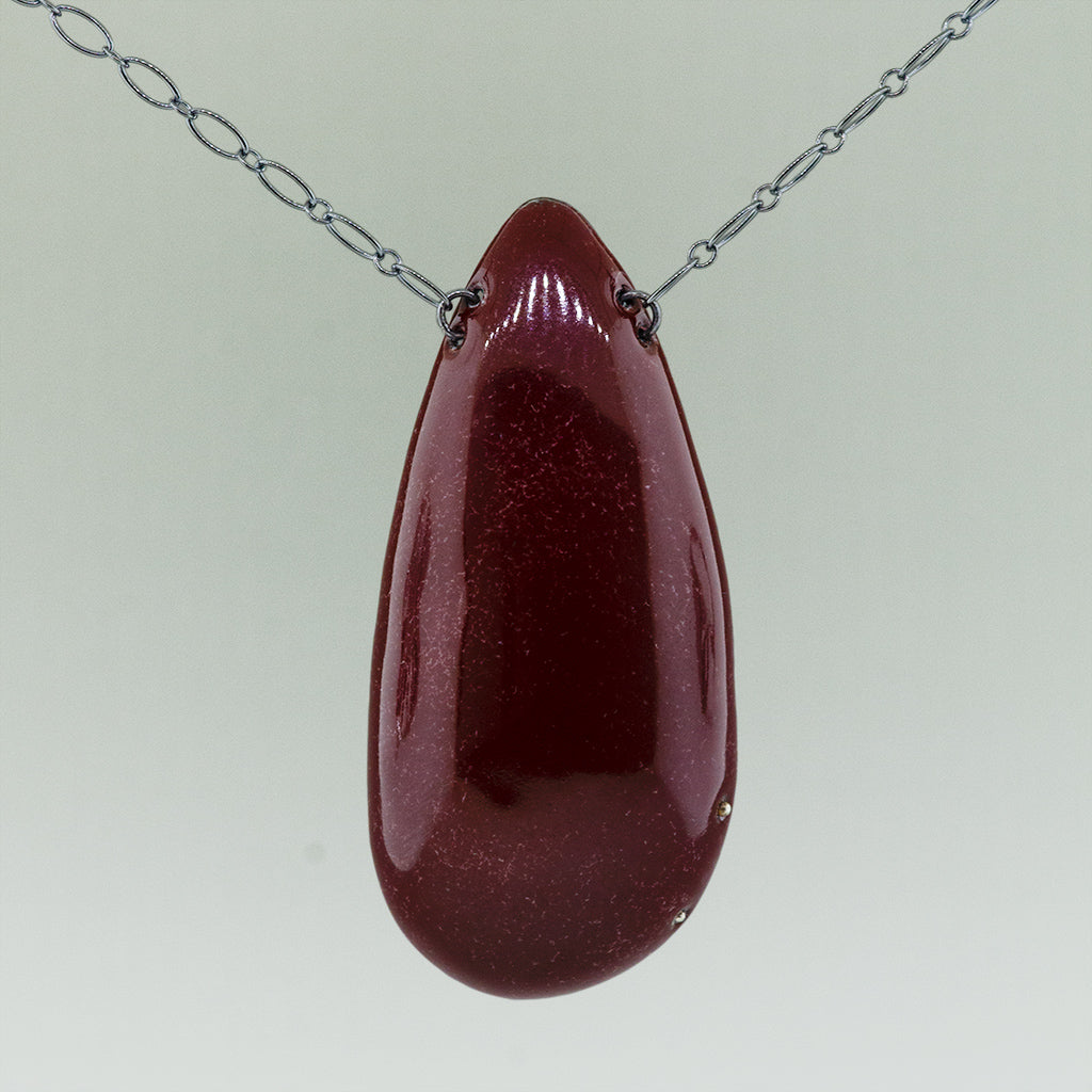 Red, Coral and Blue Enamel with White and Grey Pearls Necklace