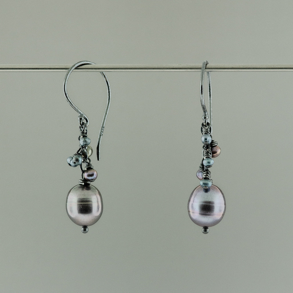Dark Grey-blue Perfect Pearl Earring