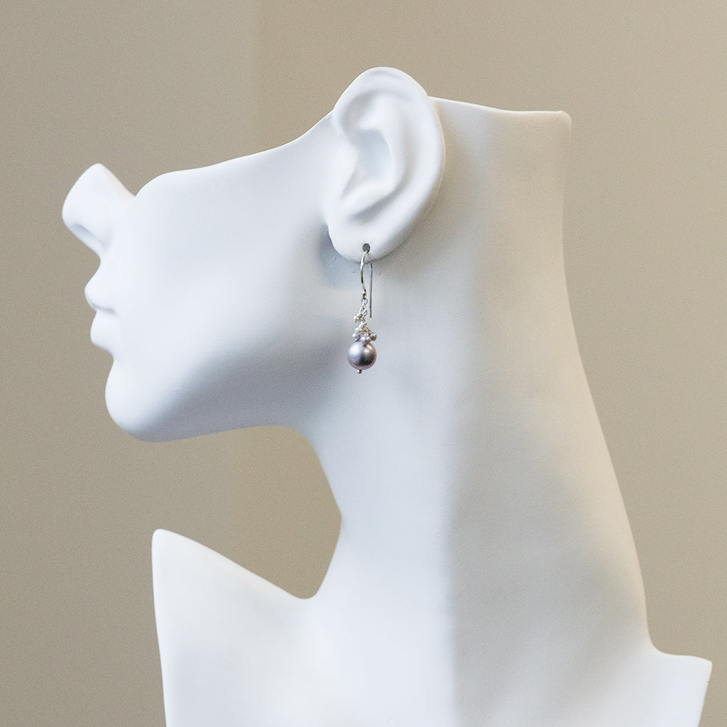 Light Grey Pearl Drop Earrings Light Grey Pearl Drop Earrings
