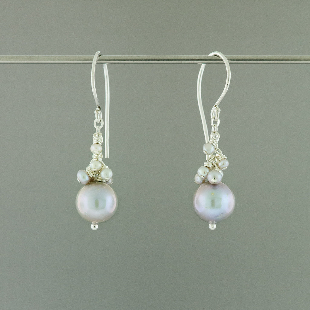 Light Grey Pearl Drop Earrings Light Grey Pearl Drop Earrings