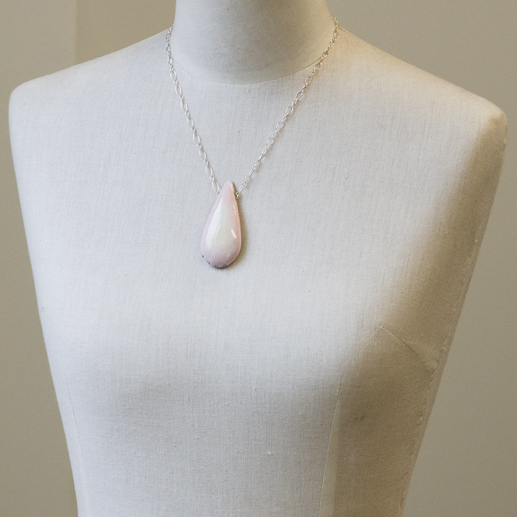 Pink and Yellow Enamel with Pale Pink Pearls Necklace