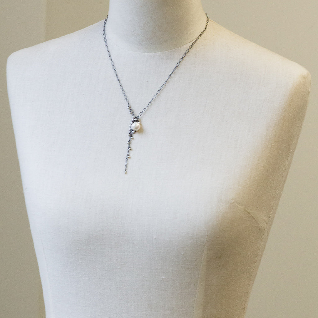 White on Grey, Pearl Cascade Necklace