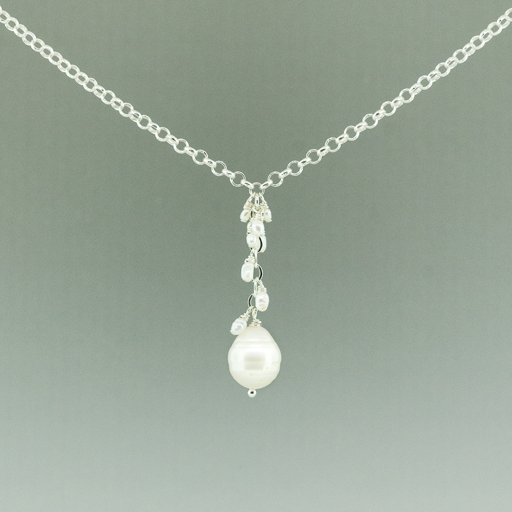White Pearl, Petite Drop Necklace