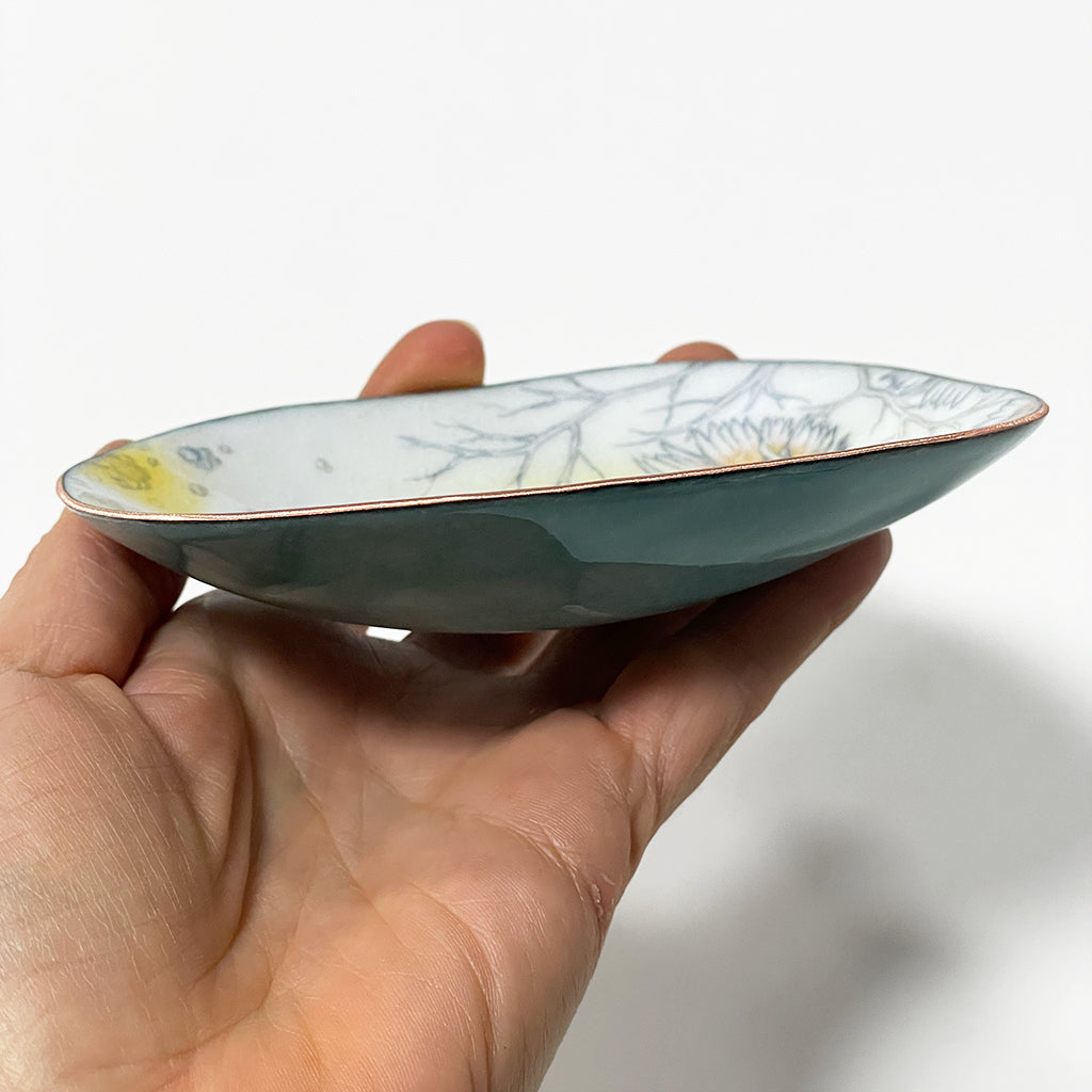 Yellow Sprout Flower enamelware bowl