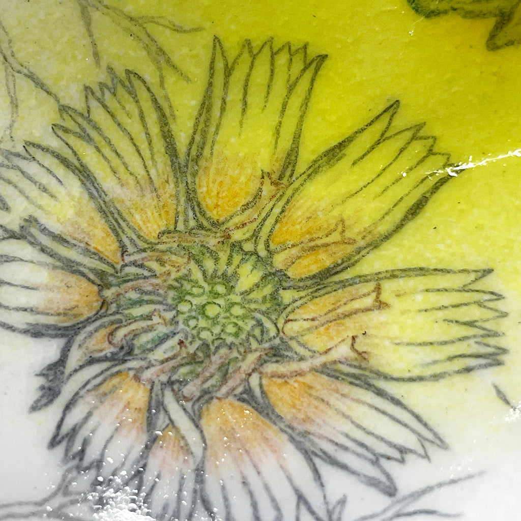 Yellow Sprout Flower enamelware bowl