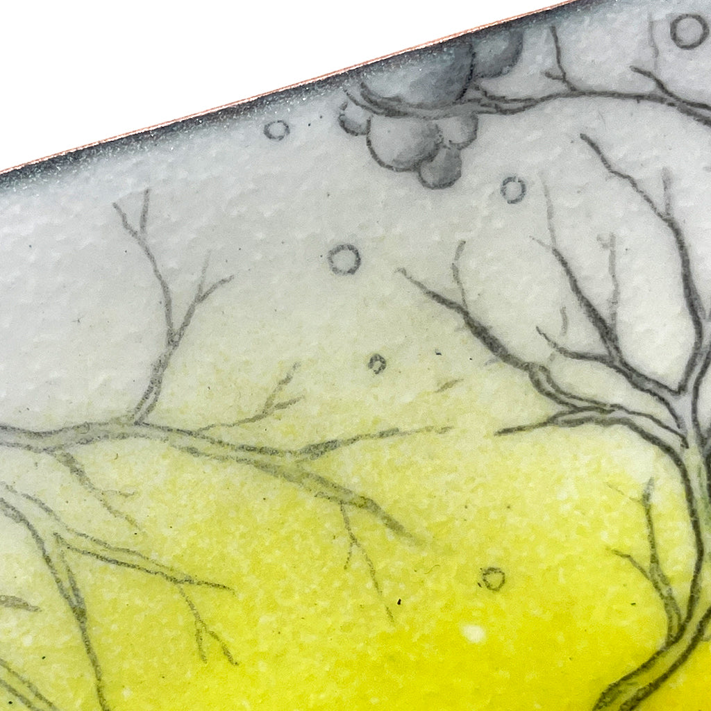 Yellow Sprout Flower enamelware bowl