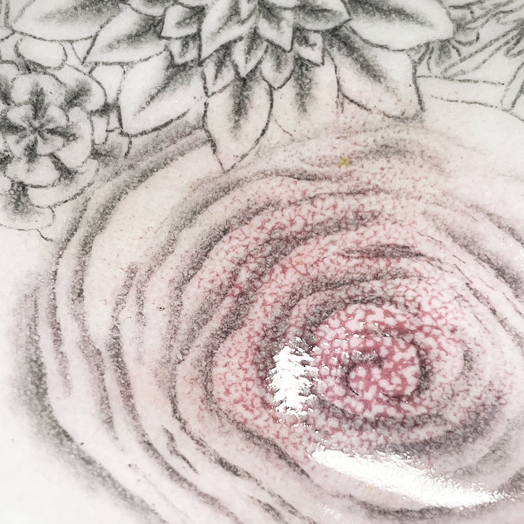 Pink Flower enamelware bowl