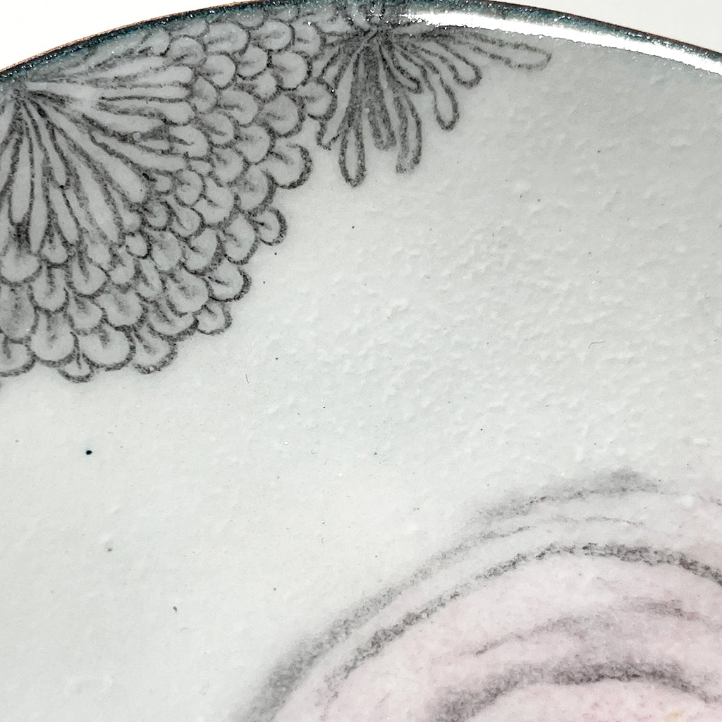 Pink Flower enamelware bowl