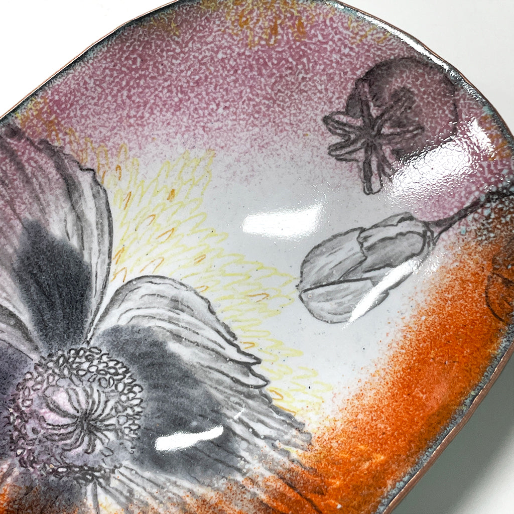 Poppy Flower enamelware bowl