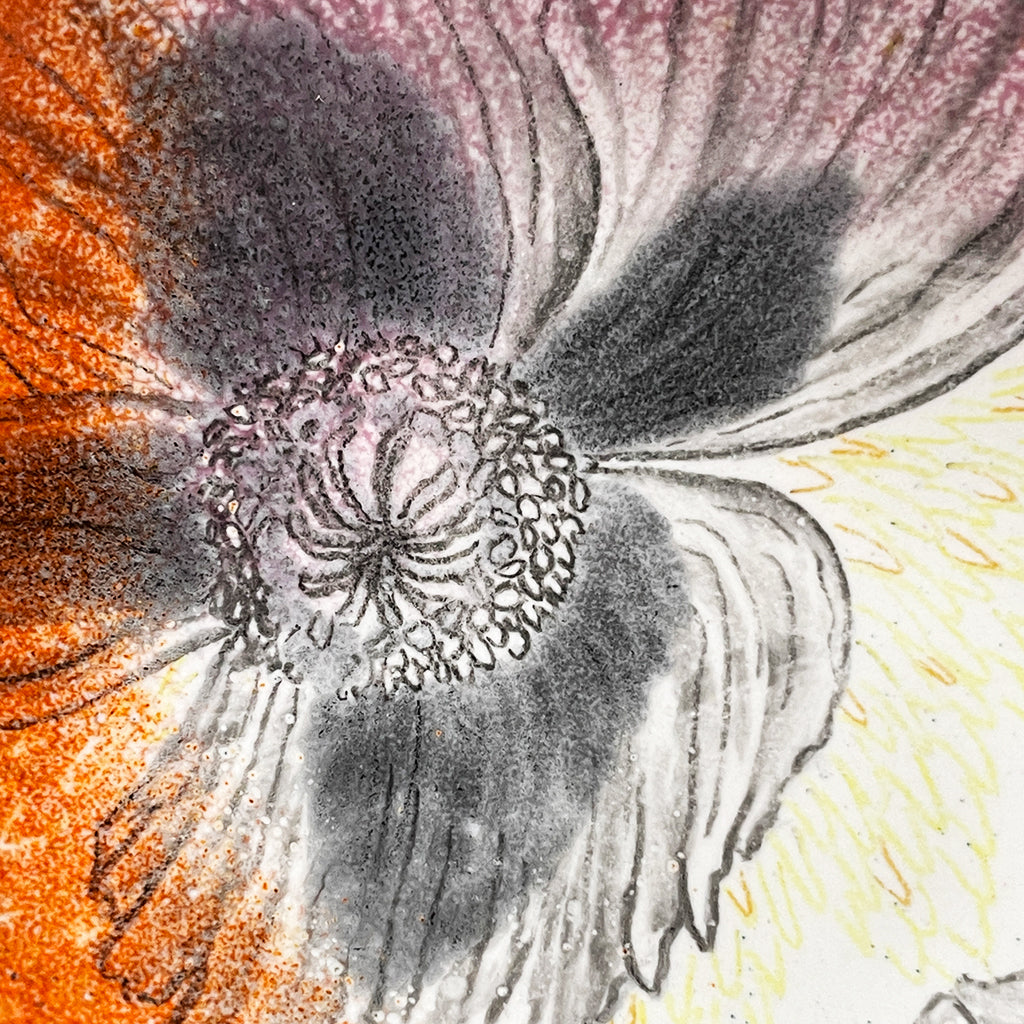 Poppy Flower enamelware bowl