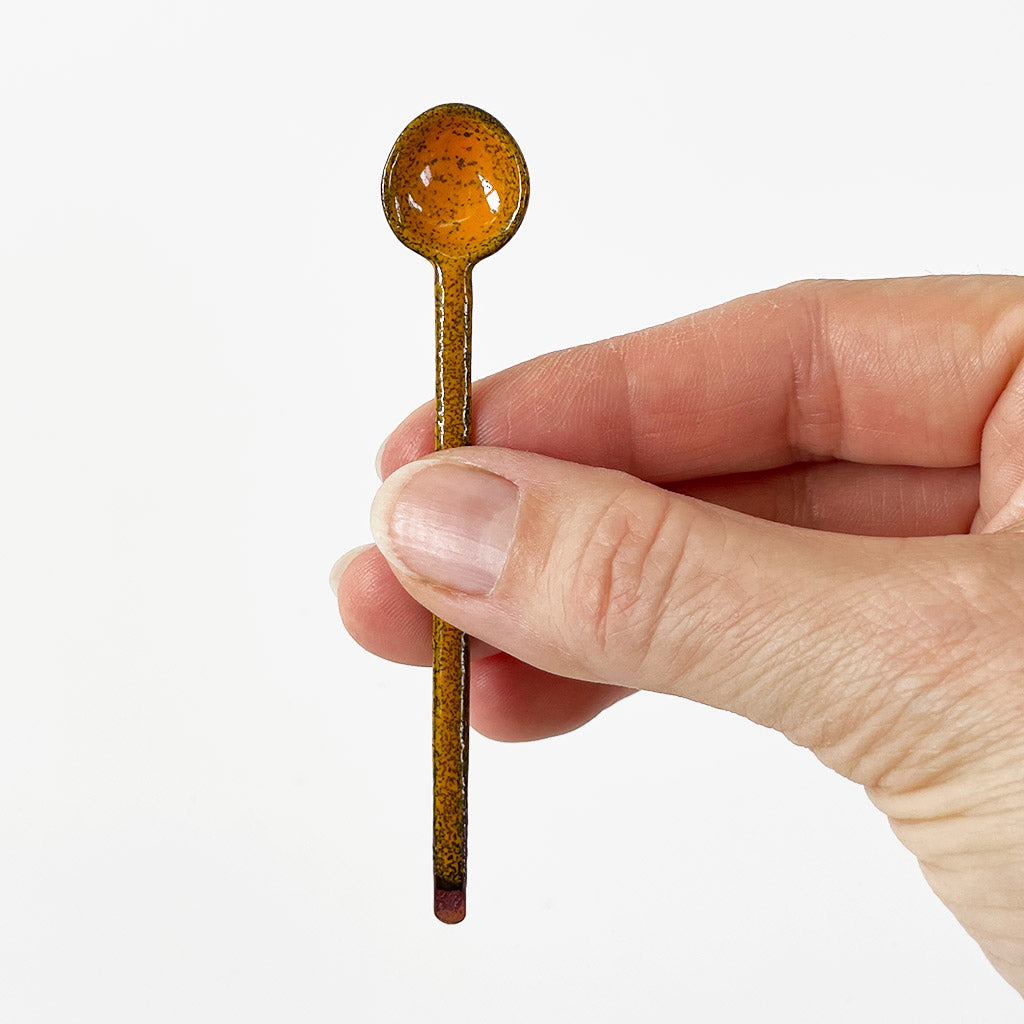 Rainbow spoons, enameled copper minis