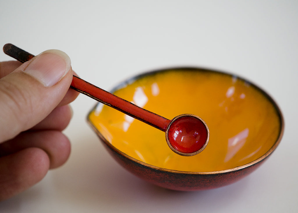 Petal Bitty Bowl, copper enamelware