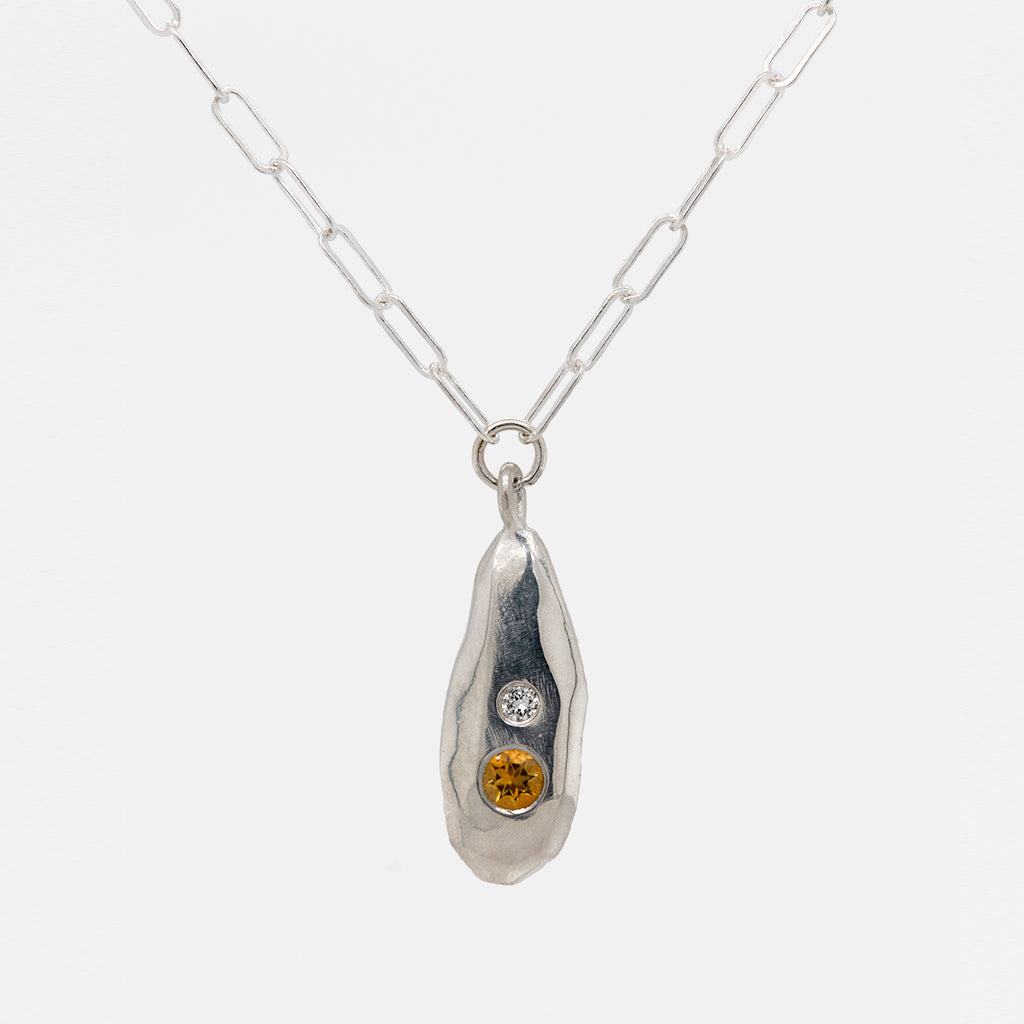 Strength Droplet Necklace with Diamond and Birthstone
