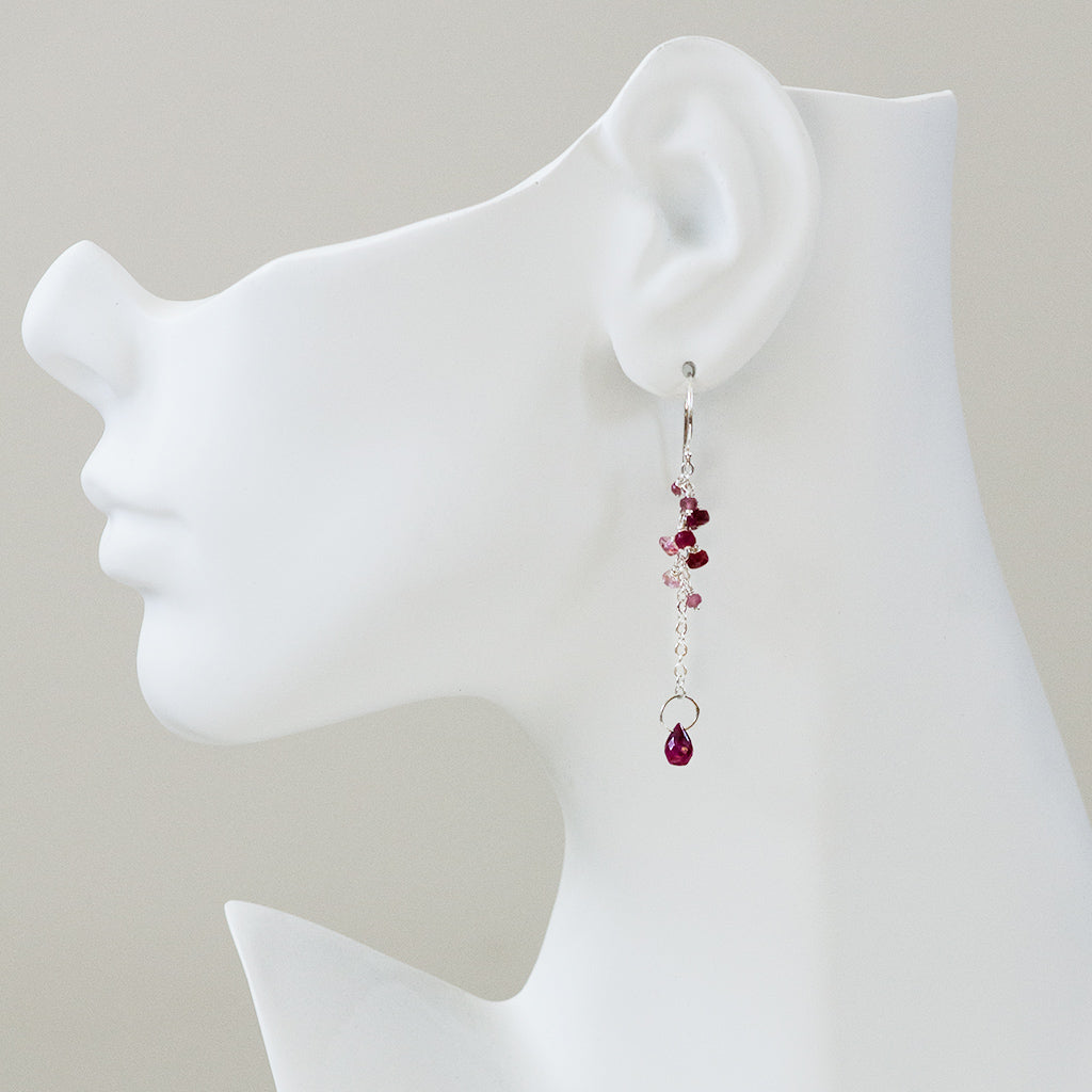 Ruby long drop earring