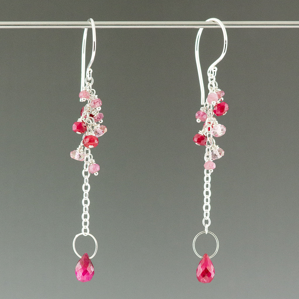 Ruby long drop earring