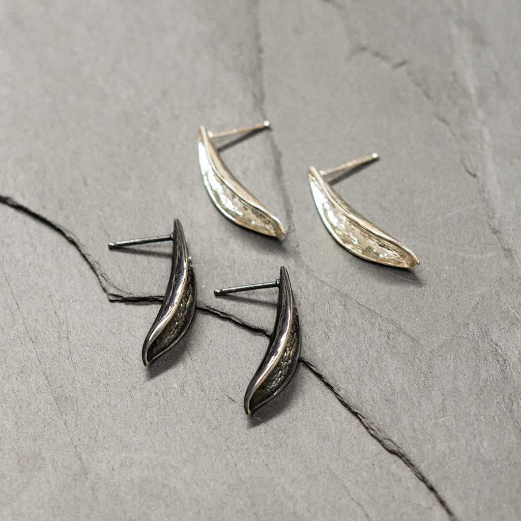 Long leaf post earring