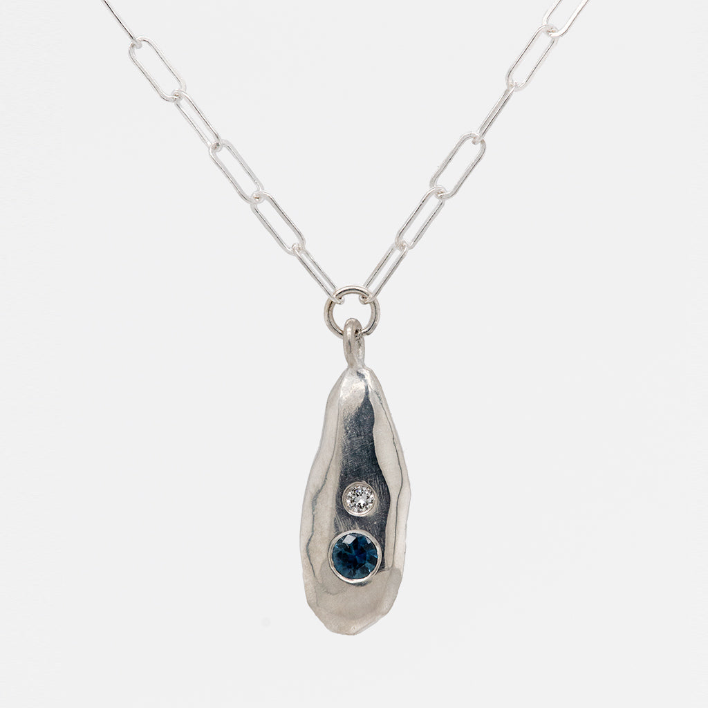 Strength Droplet Necklace with Diamond and Birthstone