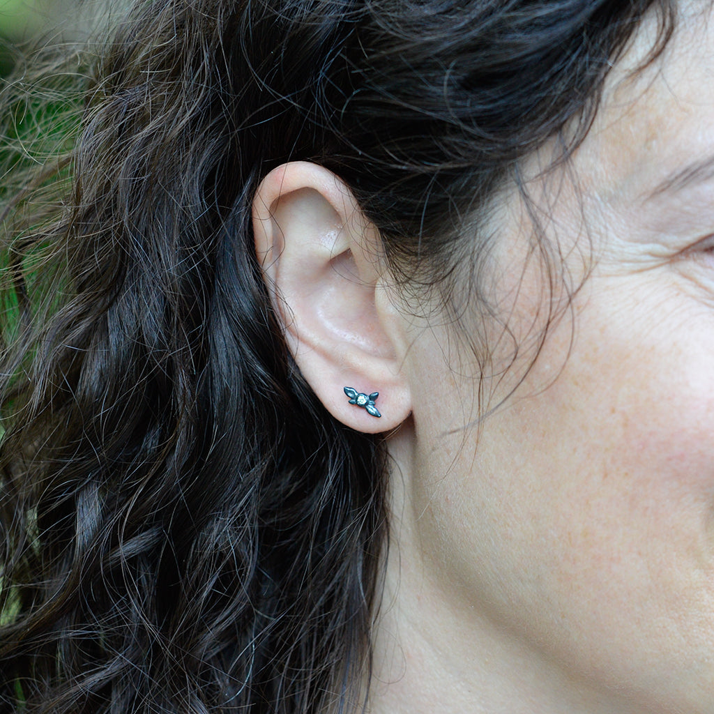 Tiny Succulent Diamond Earring