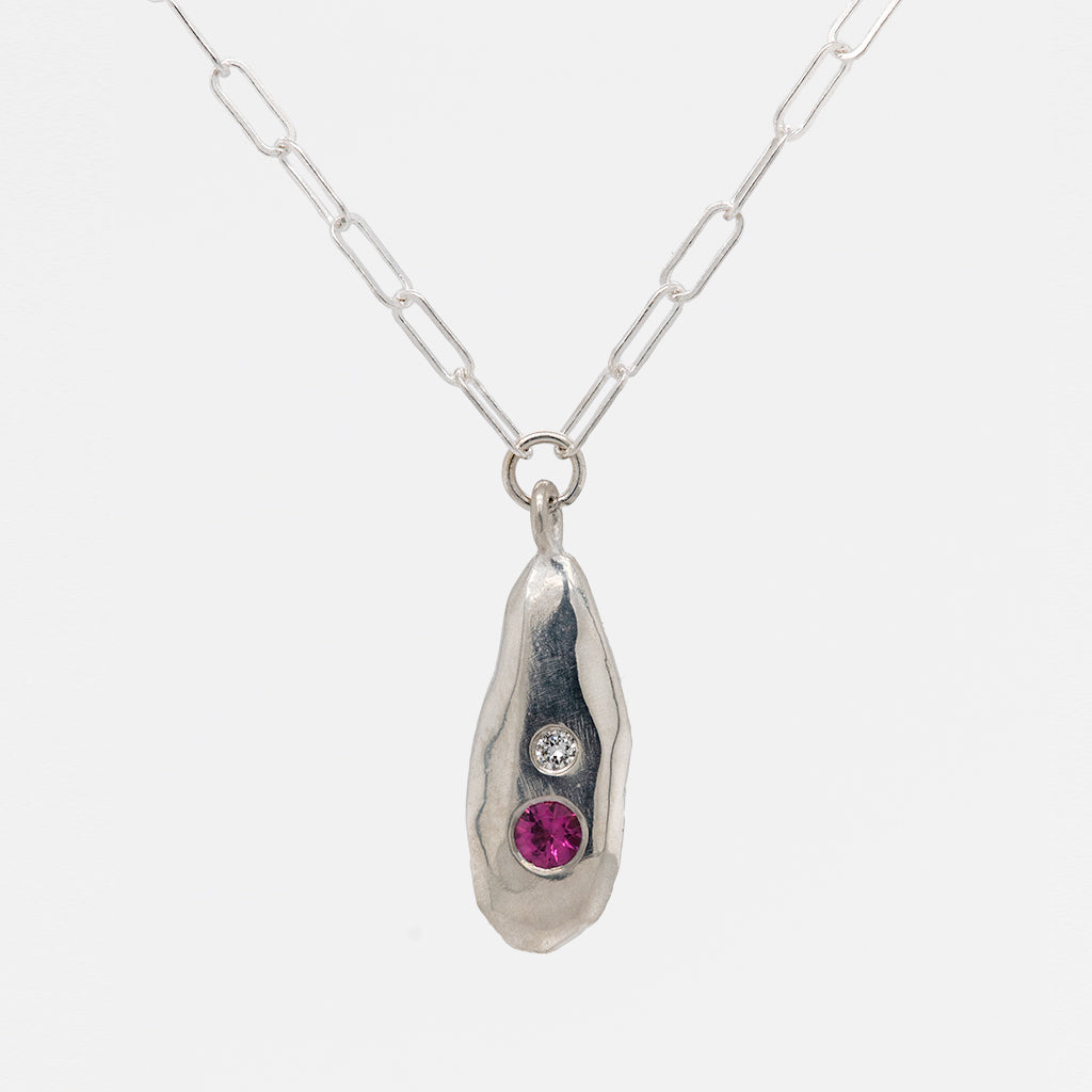 Strength Droplet Necklace with Diamond and Birthstone