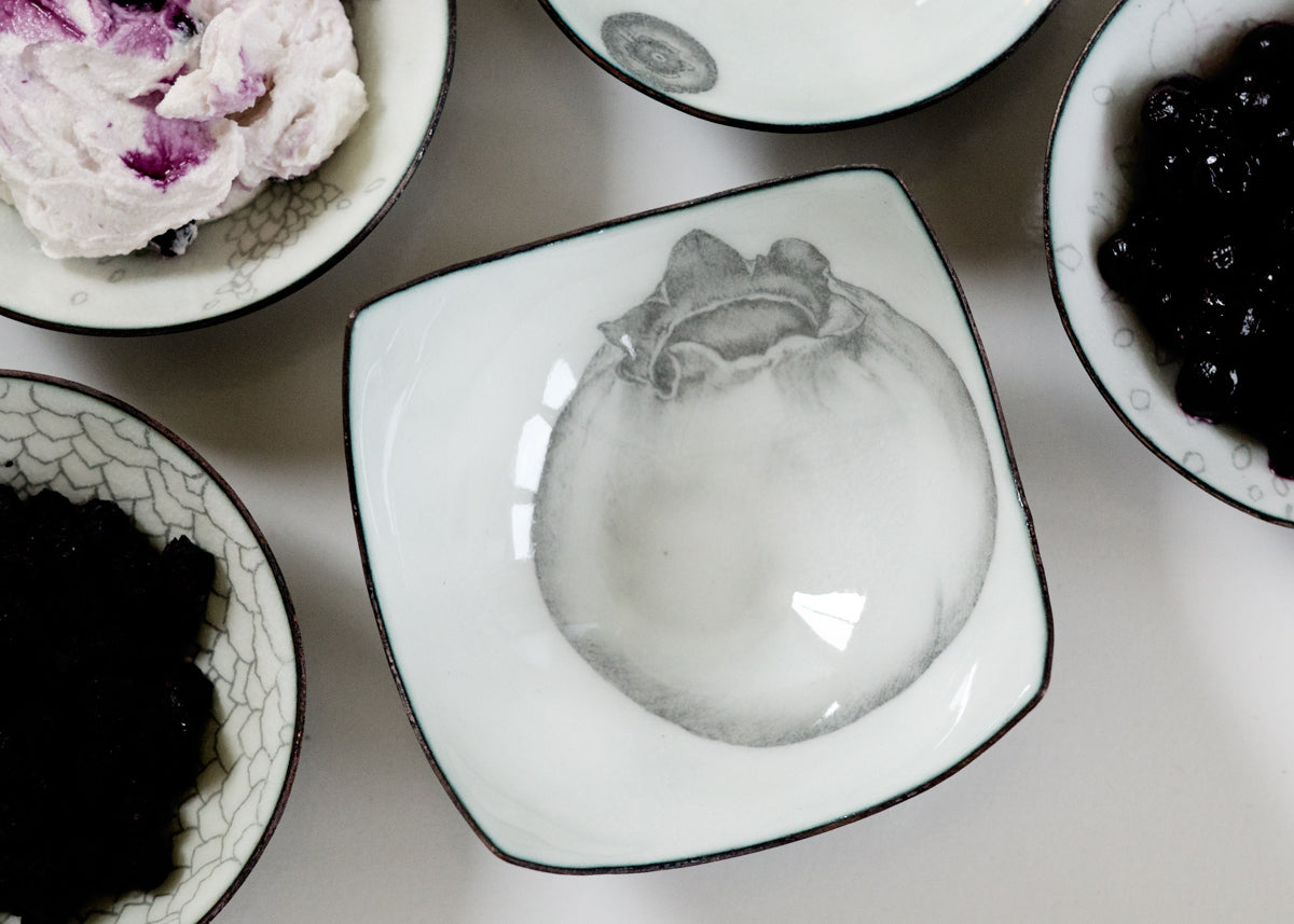 Blueberry Graphite Bowl, copper enamelware