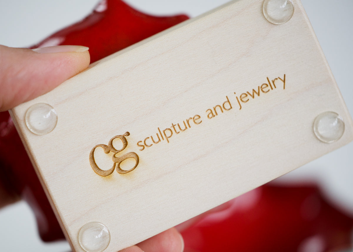 Hexagon Bitty Bowl with wood base, copper enameware