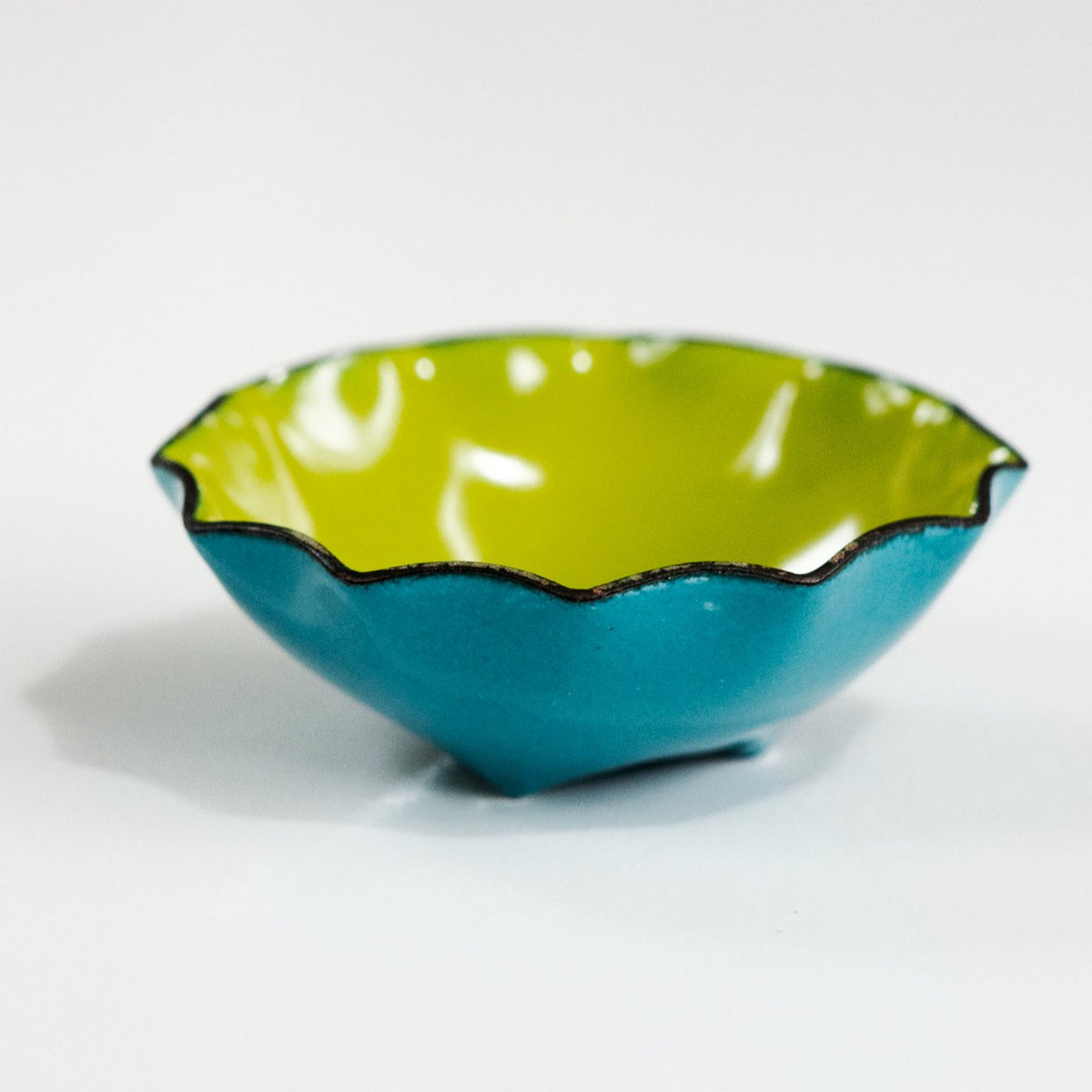 Fluted round Bitty Bowl, copper enamelware