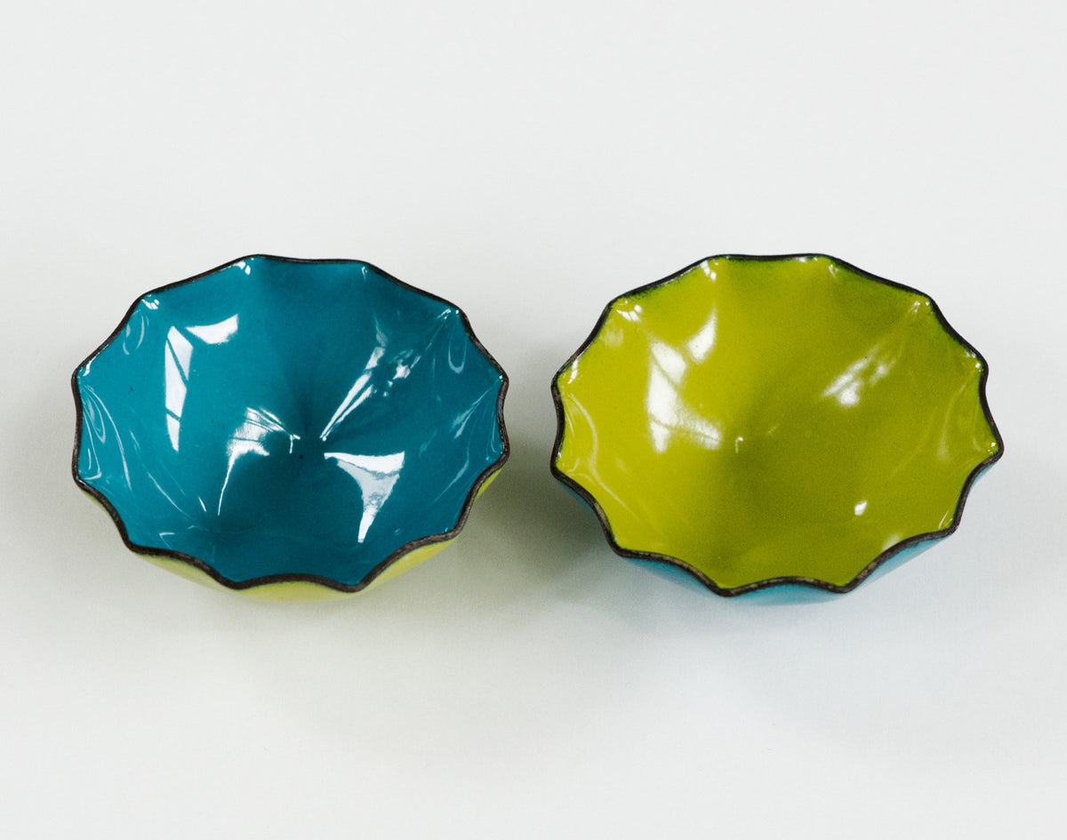 Fluted round Bitty Bowl, copper enamelware