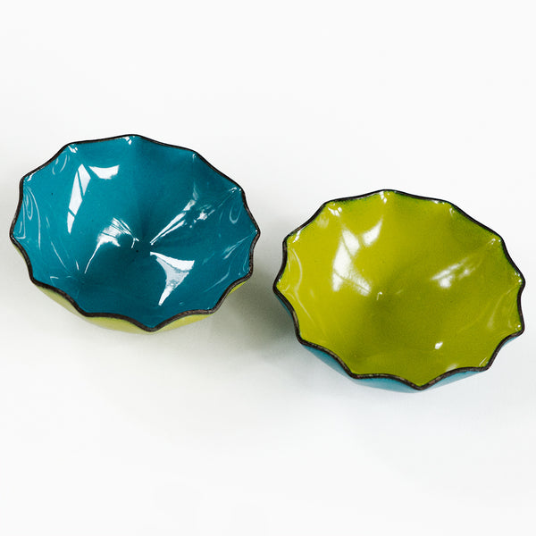 Fluted round Bitty Bowl, copper enamelware CG Sculpture and Jewelry