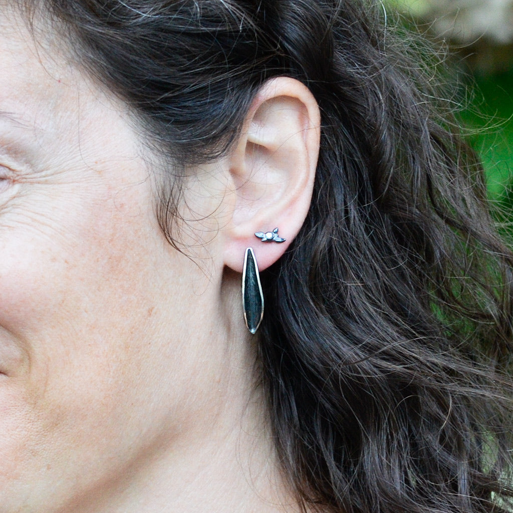 Long leaf post earring