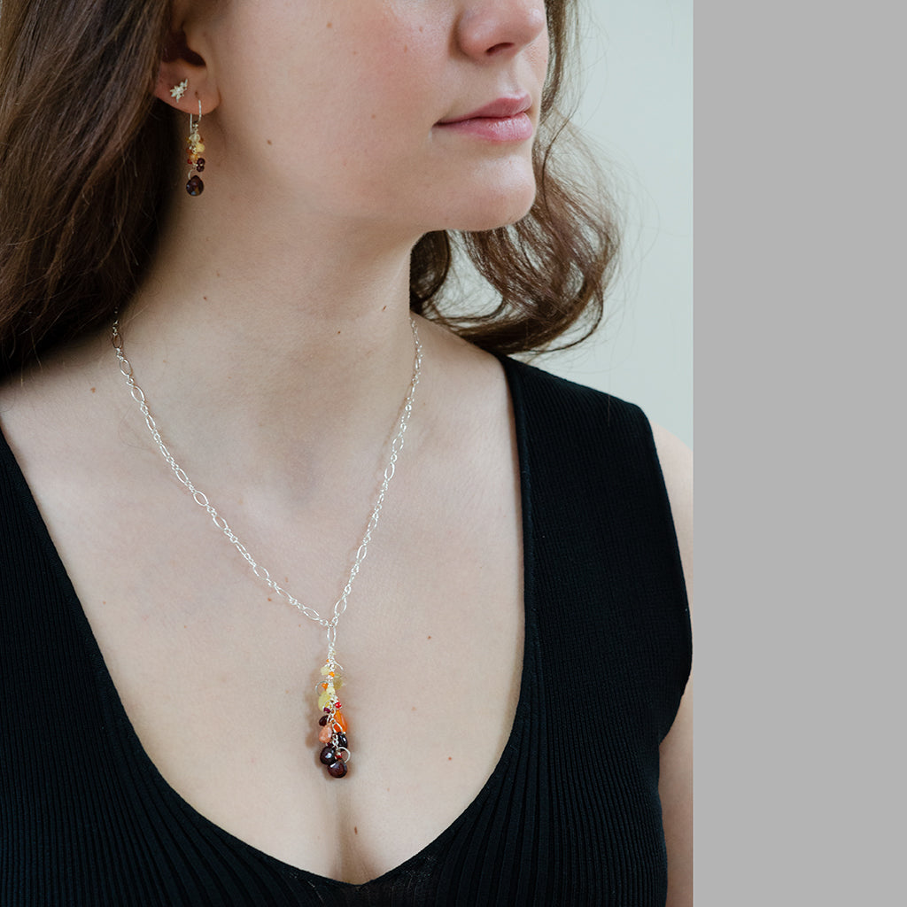 Red Ombre Gradient Gemstone Necklace