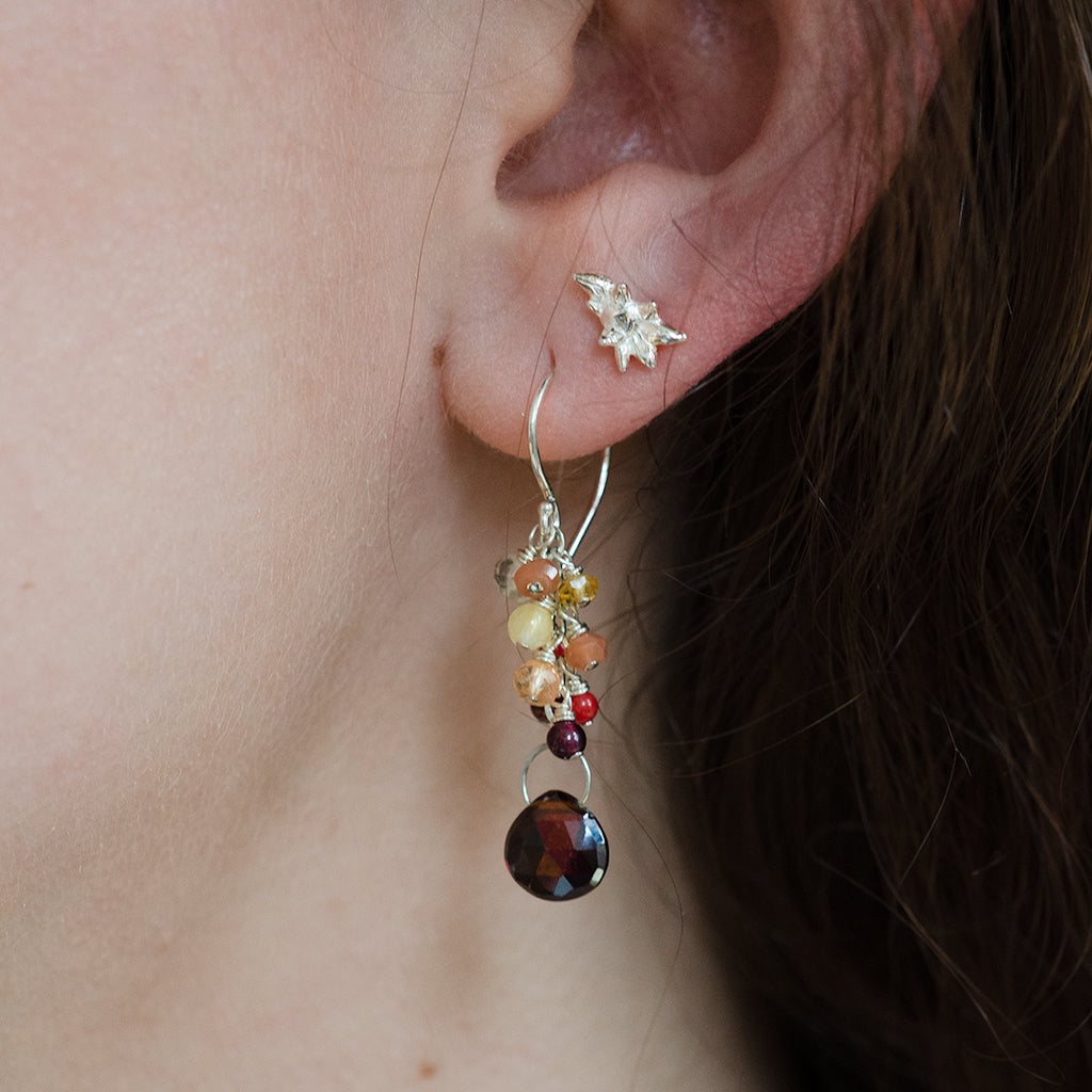 Red Ombre Gradient Gemstone Earrings