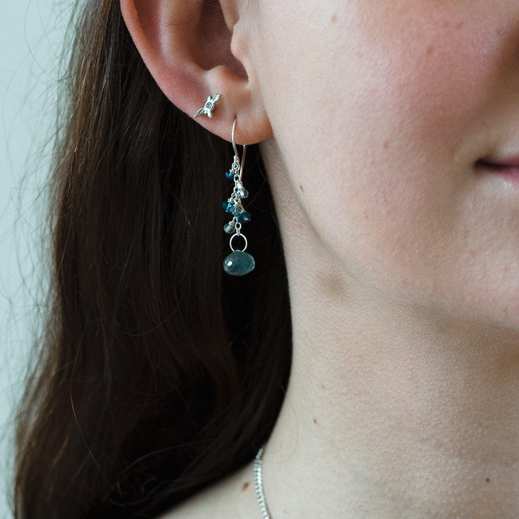 Moss Aquamarine Gemstone Earrings