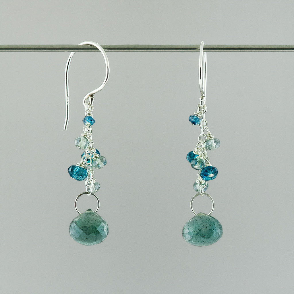 Moss Aquamarine Gemstone Earrings
