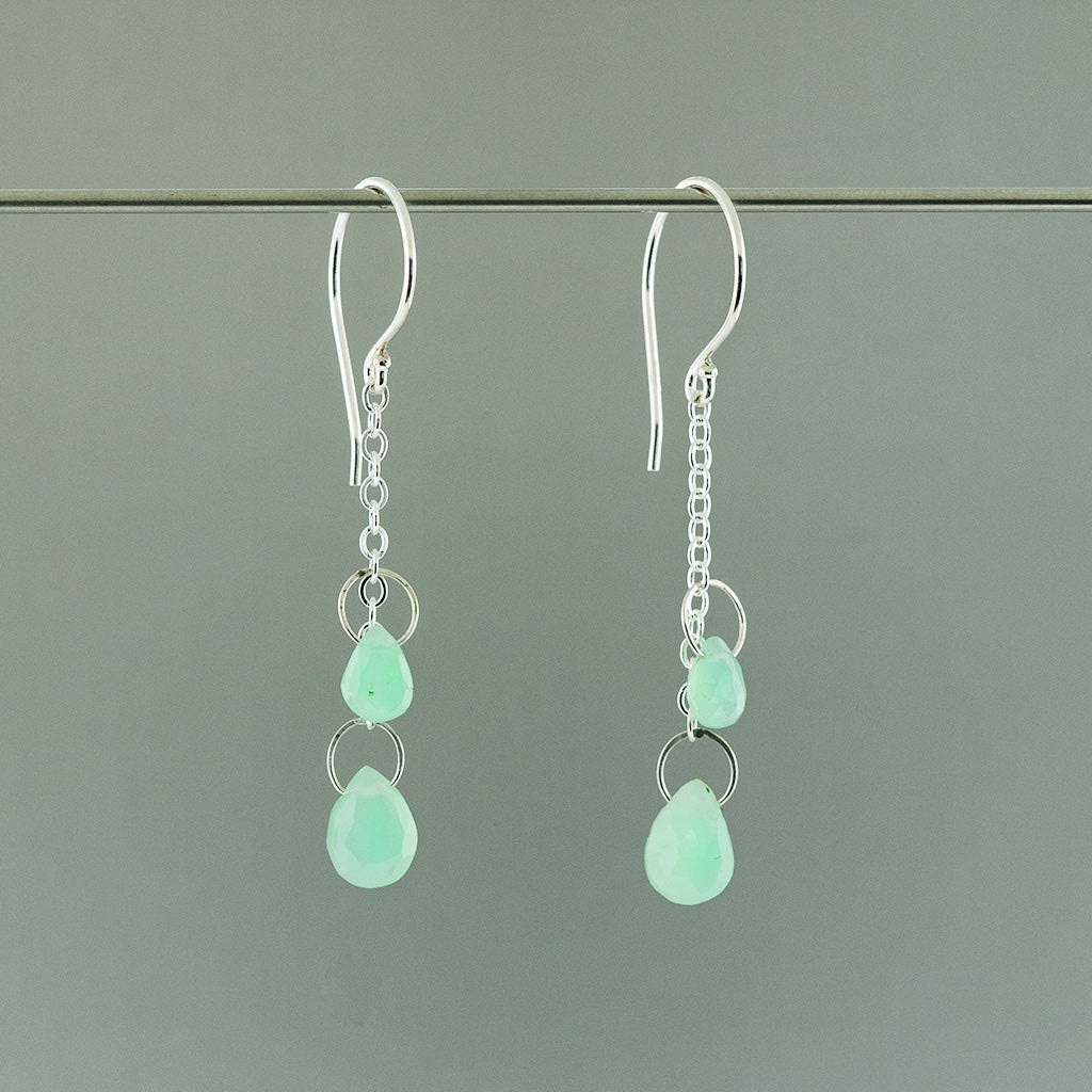 Light Green Chalcedony Gemstone Earrings CG Sculpture and Jewelry