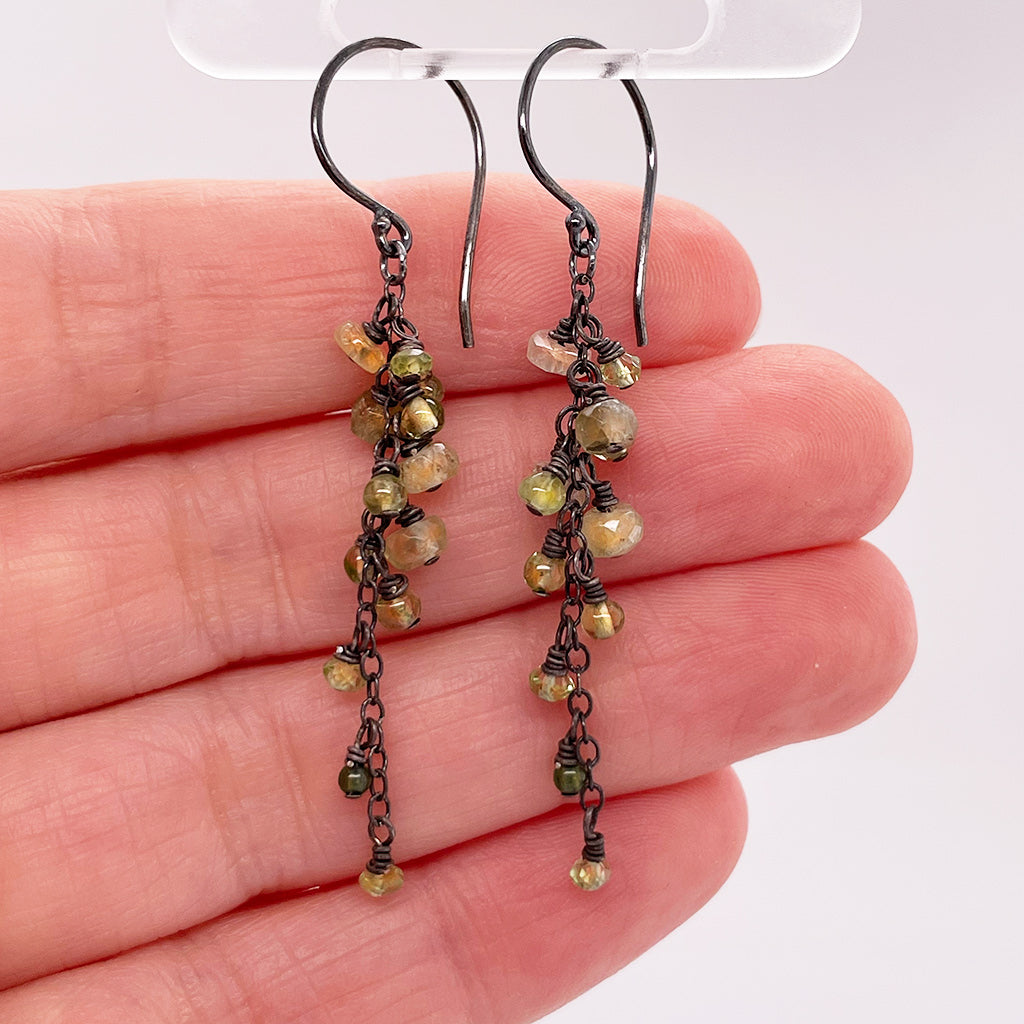 Green Sparkle Moss, Gemstone Earrings