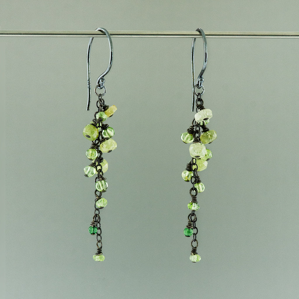 Green Sparkle Moss, Gemstone Earrings