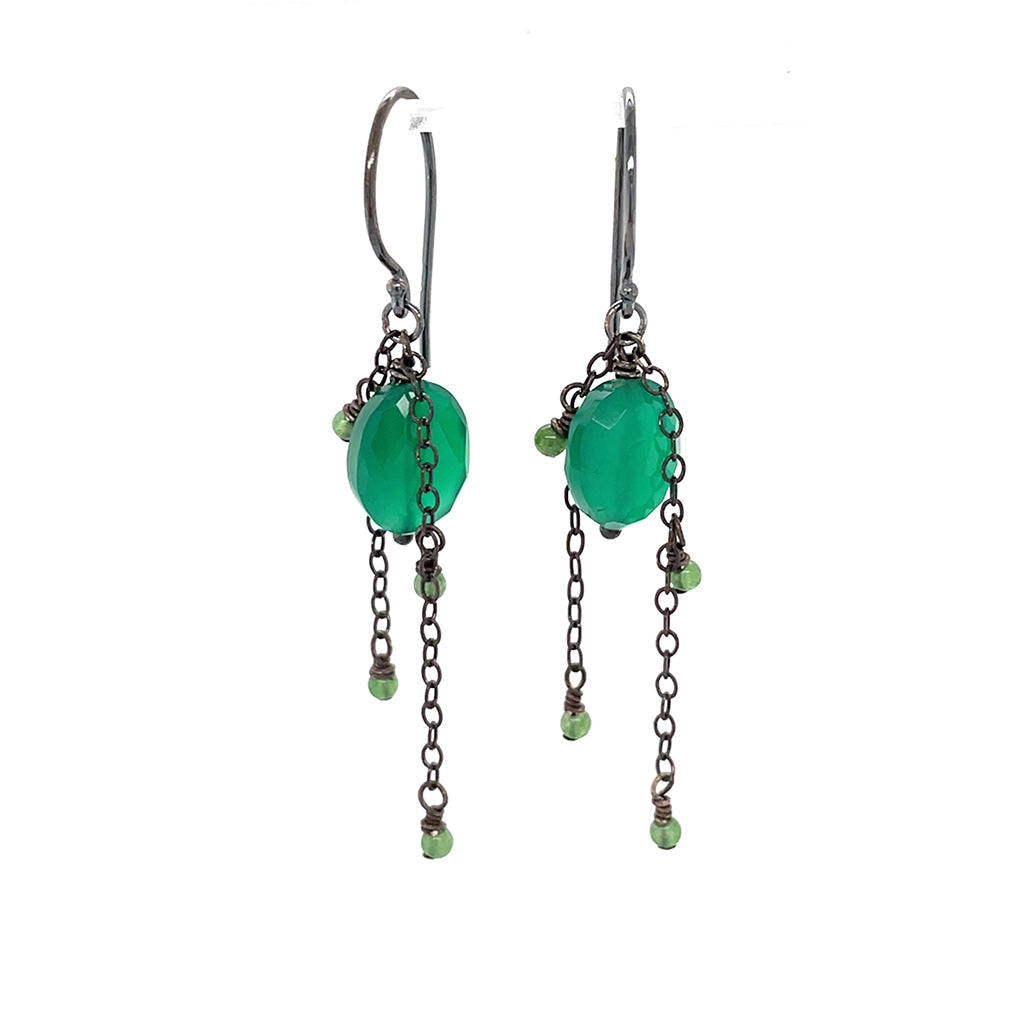 Dark and Bright Green Gemstone Earrings