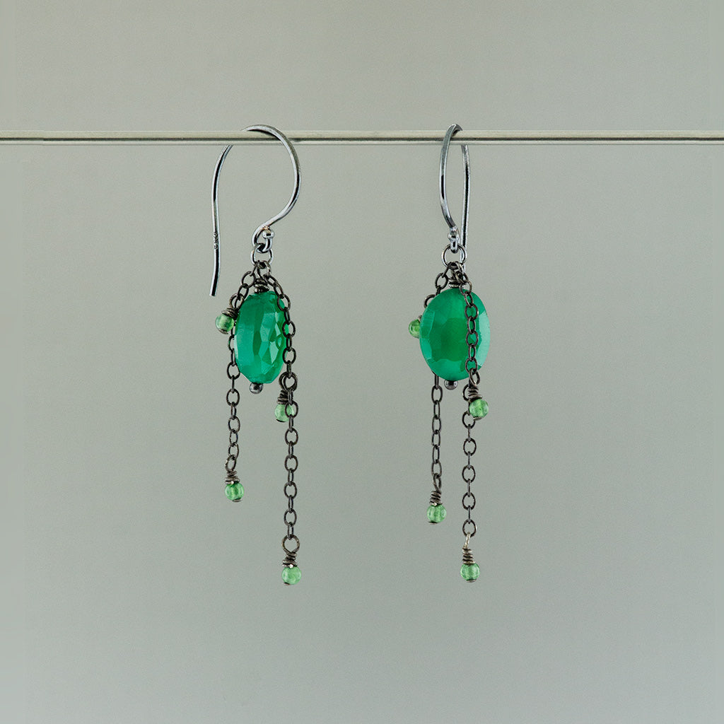 Dark and Bright Green Gemstone Earrings