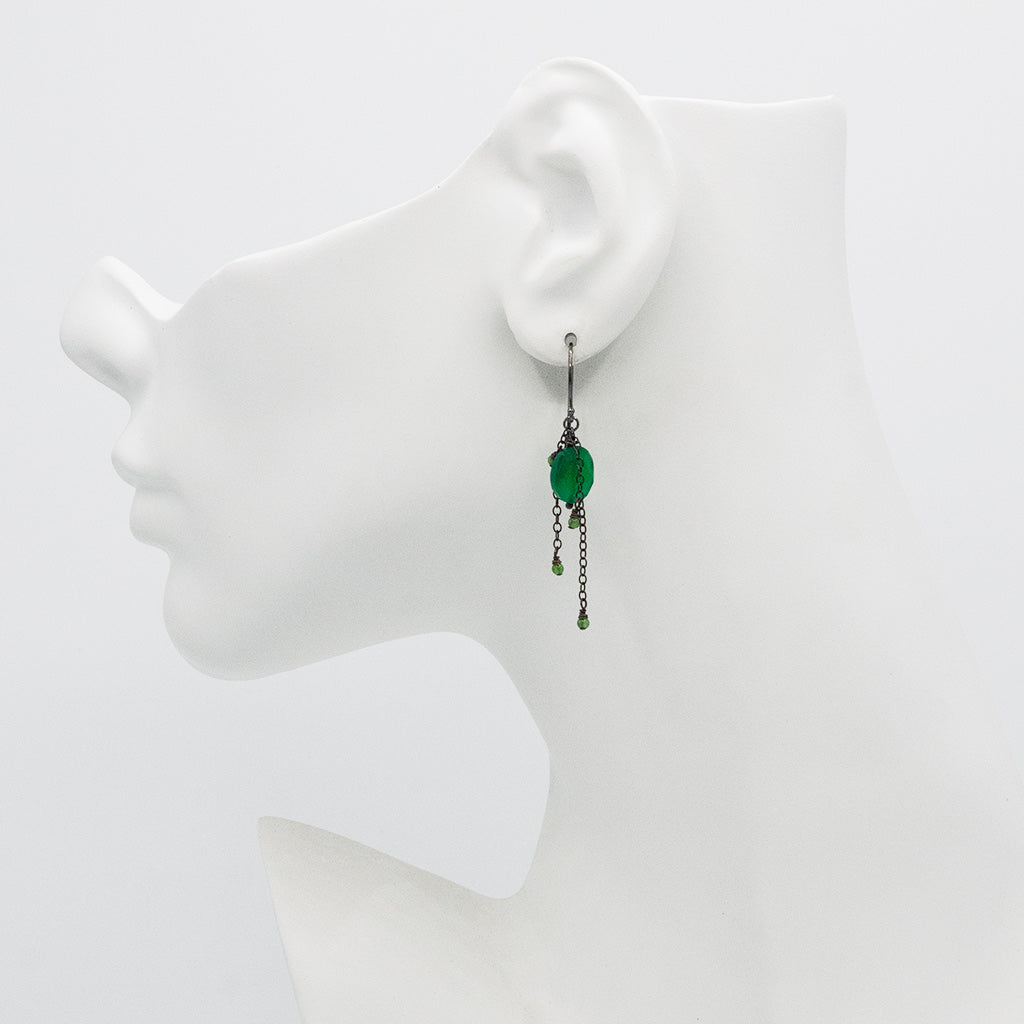 Dark and Bright Green Gemstone Earrings