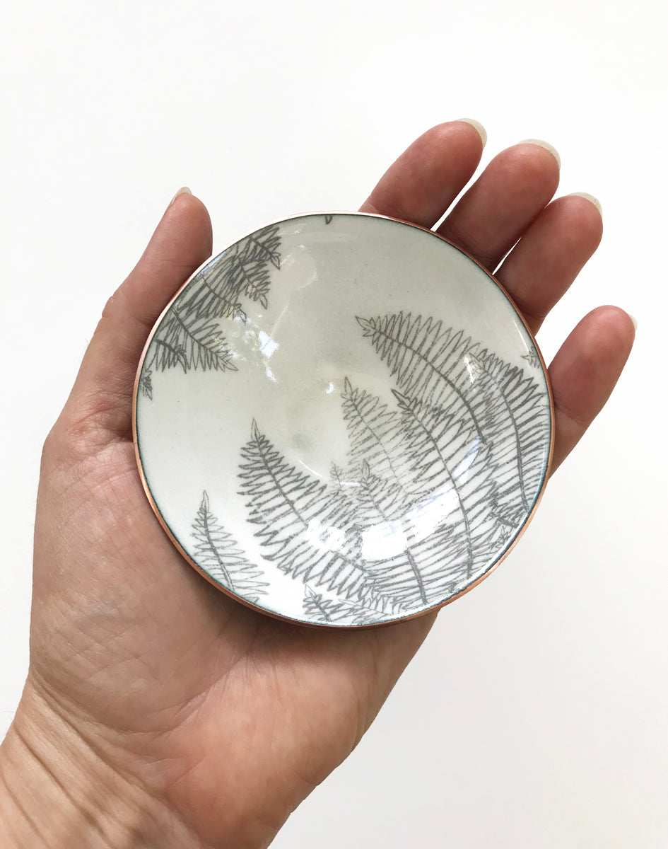 Fern Frond Enamelware Bowl