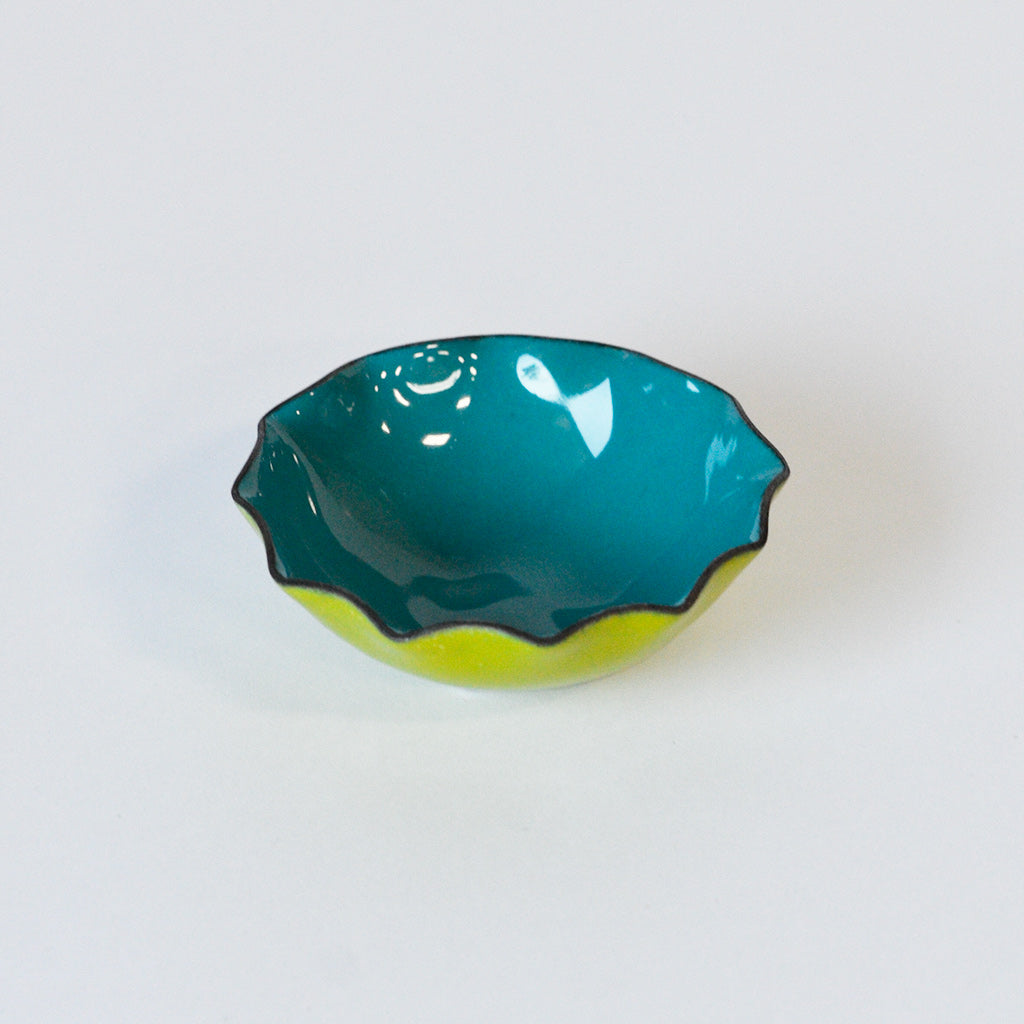 Fluted round Bitty Bowl, copper enamelware