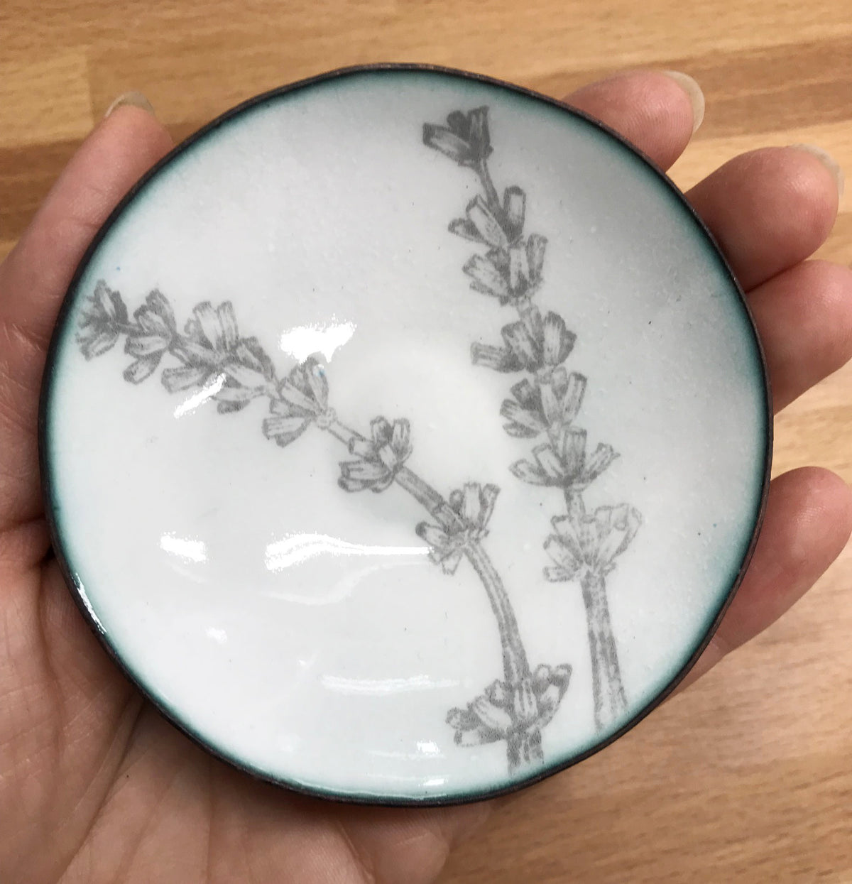 Herb Enamelware Bowls, handmade art gift for the kitchen