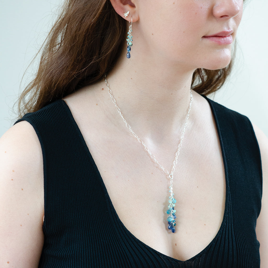 Blue Ombre Gradient Gemstone Earrings CG Sculpture and Jewelry