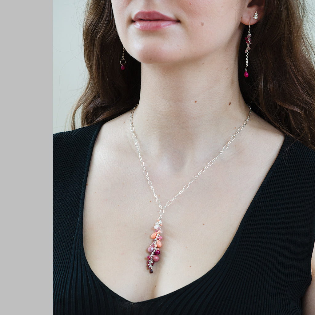 Ruby long drop earring