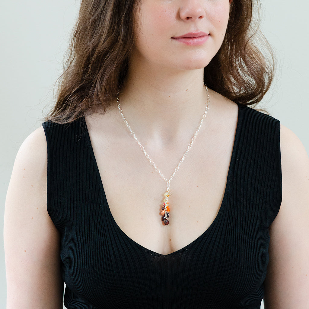 Red Ombre Gradient Gemstone Necklace