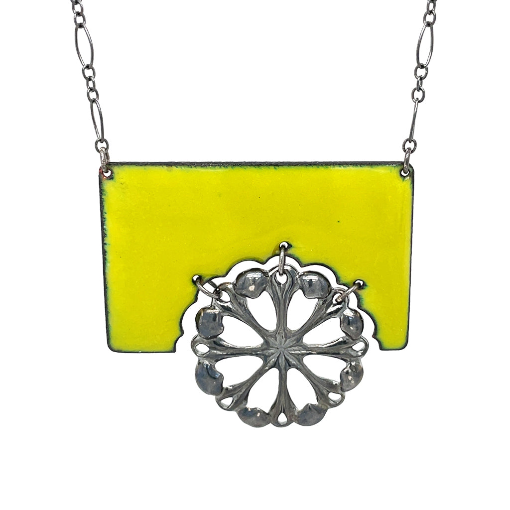 Blue and Chartreuse Reversible Necklace